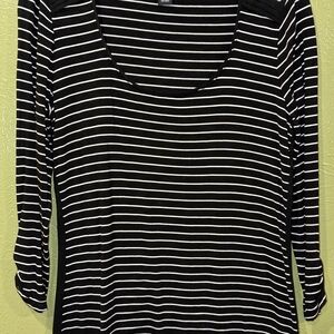 Black and White Striped Women's Top